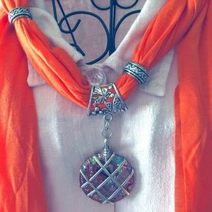 Yoga Orange Dichroic Glass Charm Scarf
